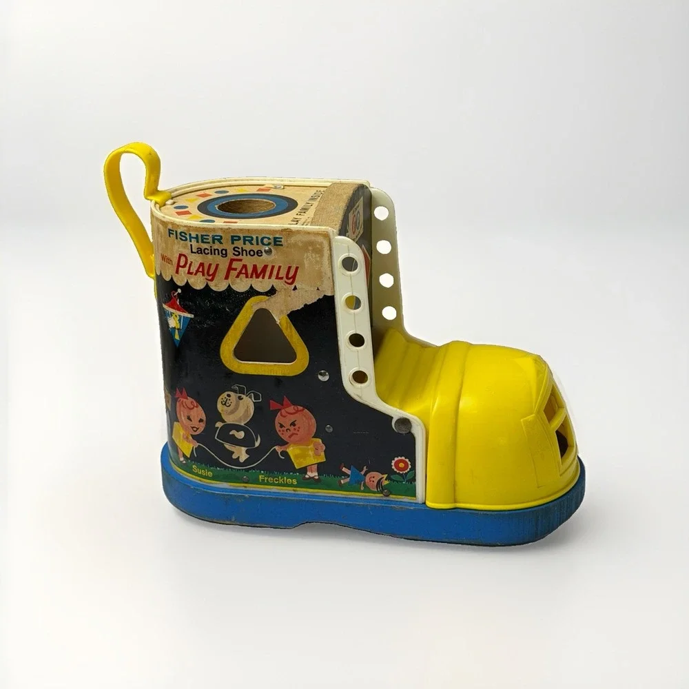 Fisher Price Lacing Shoe 1965 Play Family Vintage SHOE ONLY Wood Plastic